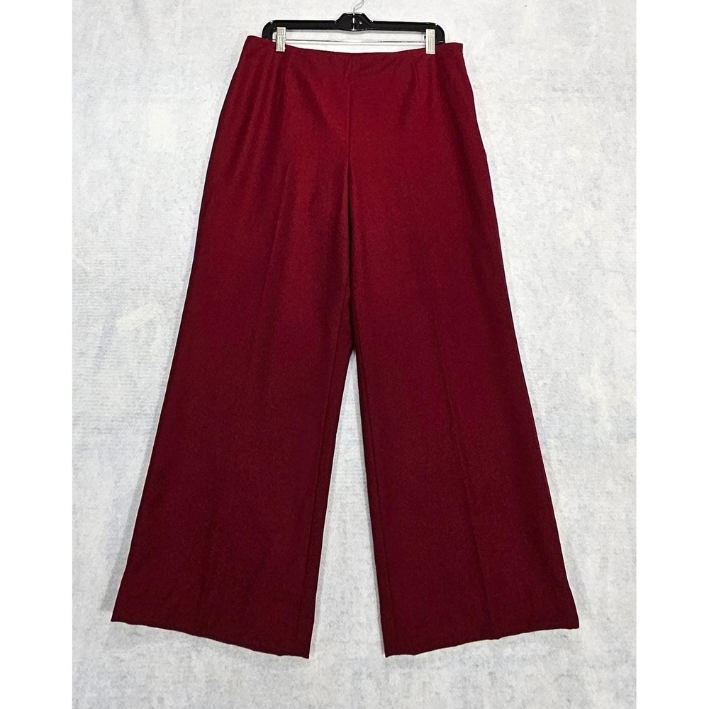 Vtg Talbots Wool Pants Womens 12 Christmas Red Wide Leg Stretch Italian Fabric